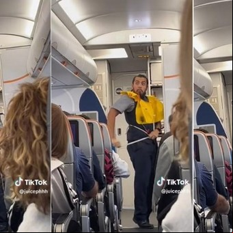 Un azafato arrasa en las redes por su manera de dar las instrucciones