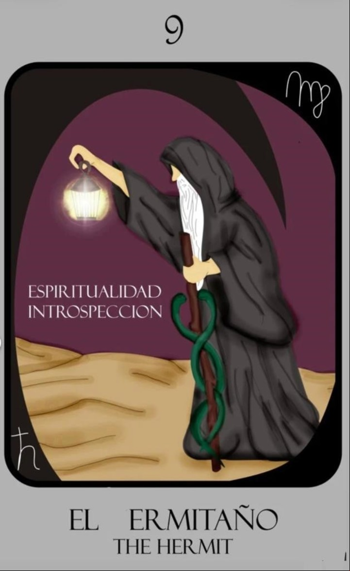 El Ermitaño en el "Nuevo tarot de Marsella Leveratto". Foto: Ed. Kier/ilustraciones: Florencia y Lucía Brizuela.