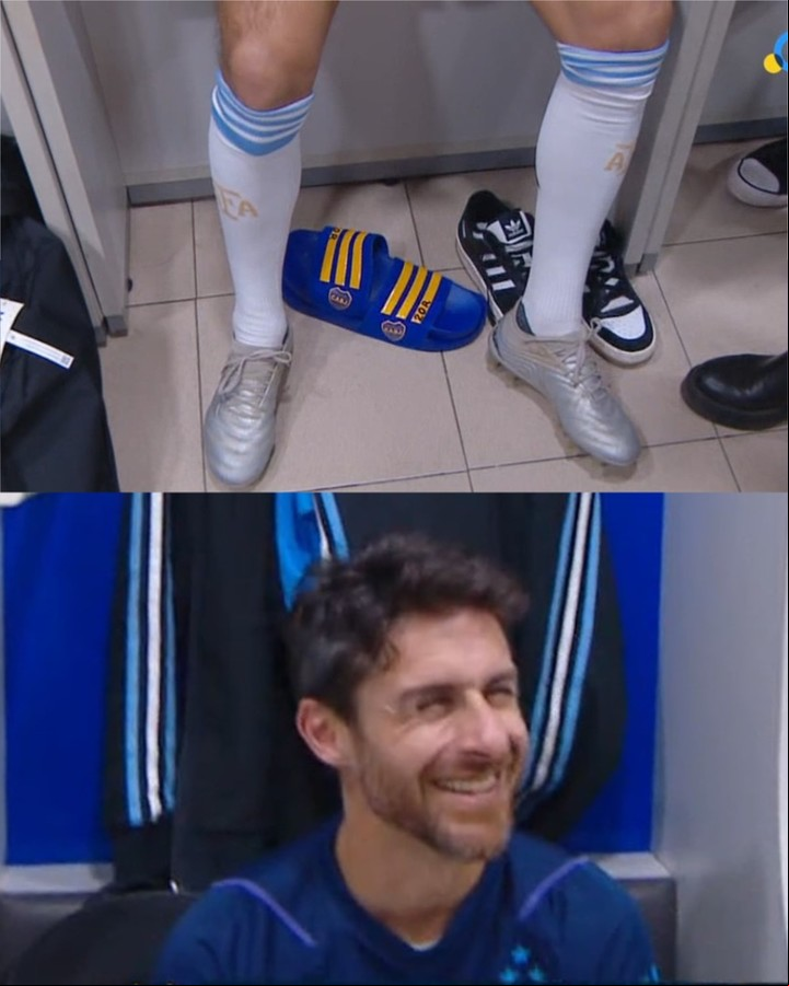 Las ojotas azul y oro de Pablo Aimar.