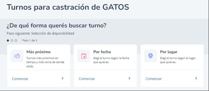 El sistema ofrece distintas formas de hallar el turno más conveniente. Imagen: Captura.