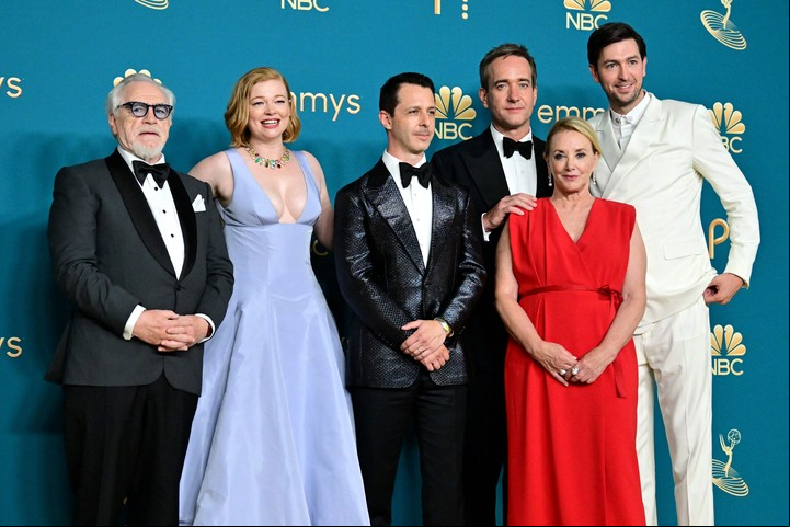 El elenco de "Succession", la serie multinominada para los Emmy, que se postergaron. Foto AFP