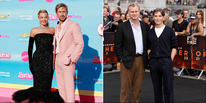 A las corridas. Margot Robbie y Ryan Reynolds en la première de "Barbie", y Christopher Nolan con Cillian Murphy en la de "Oppenheimer".