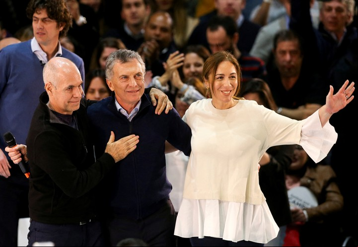 Larreta, Macri y Vidal, en campaña, cuando los tres buscaban su reelección. Hoy la interna los enfrenta. Foto Reuter.
