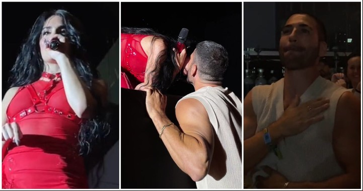 La noche del beso en medio de un recital de Lali.