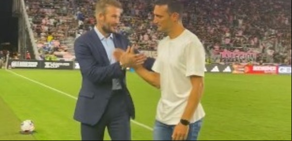Buena onda en el reencuentro de Lionel Scaloni y David Beckham a 20 años de su pelea en España