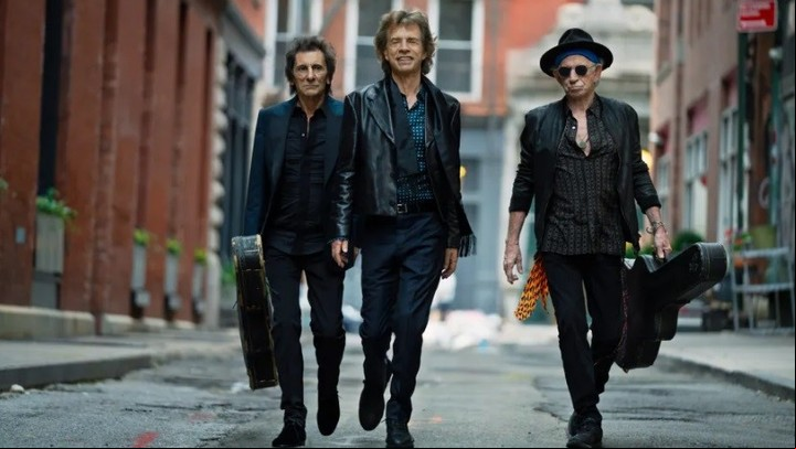 Los Rolling Stones, cuando entonces quedaron tres: Ronnie Wood, Mick Jagger y Keith Richards. Foto de prensa