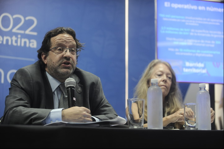 El director del INDEC en una conferencia de prensa a fines de enero de este año. Foto: Juan Manuel Foglia