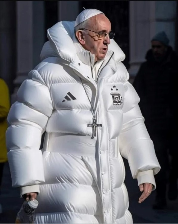 En esta imagen viral, el papa Francisco tiene una mano "mal terminada".
