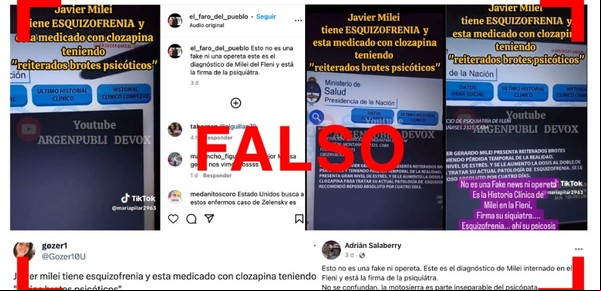Es falso el video que muestra la historia clínica de Javier Milei en una web del Ministerio de Salud