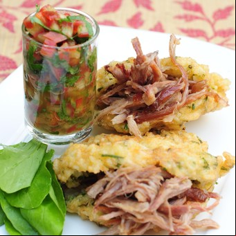 Arepas de arroz con bondiola