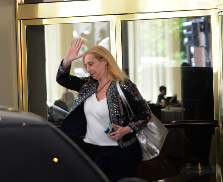 Karina Milei, en una salida del hotel Libertador donde el presidente electo gestionó la transición Foto Luciano Thieberger