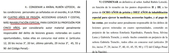 Los dos fallos contra Aníbal Lotocki: el de febrero de 2022 y el noviembre de 2023 (derecha).