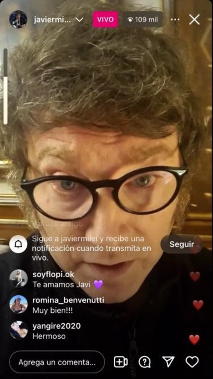 Javier Milei sorteó su sueldo en un vivo de Instagram