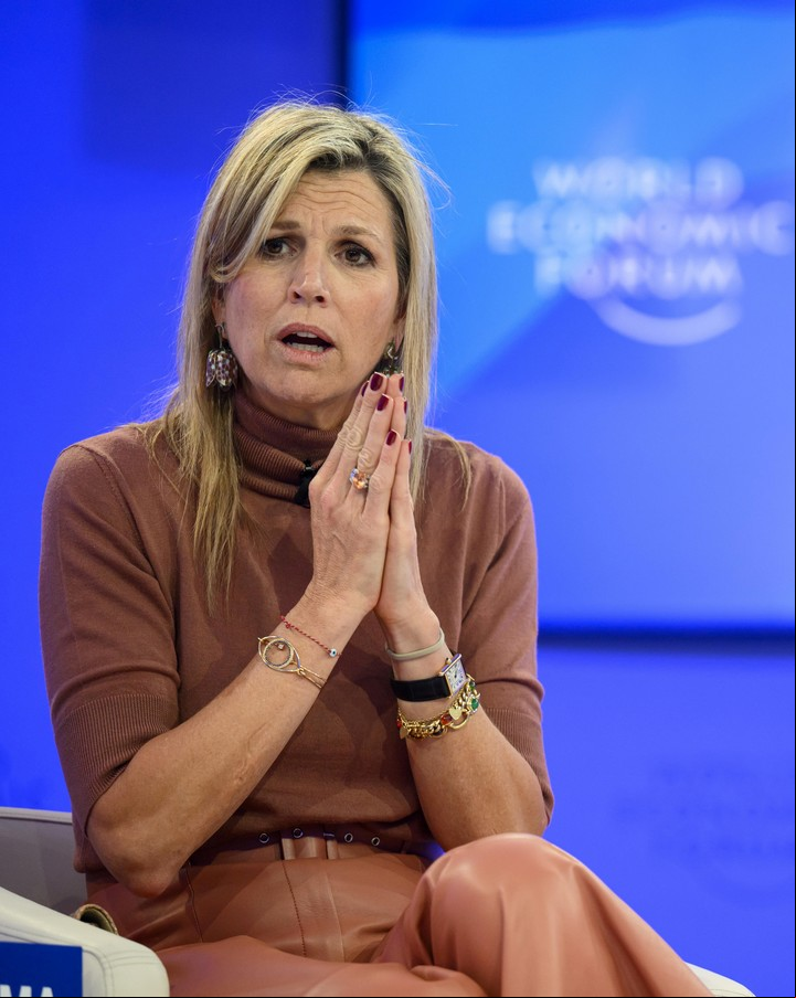 La reina Máxima habla este jueves en el Foro Mundial de Davos, en Suiza. Foto: EFE
