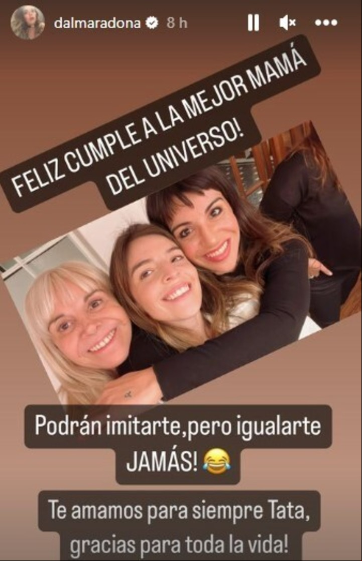 El saludo de Dalma Maradona para "la mejor mamá del universo". Captura Instagram.