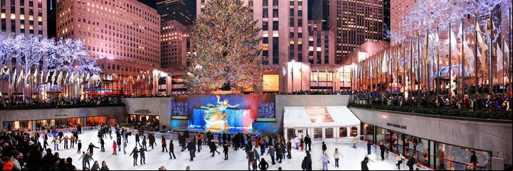 Postal navideña del Rockfeller Center. Suttherstock