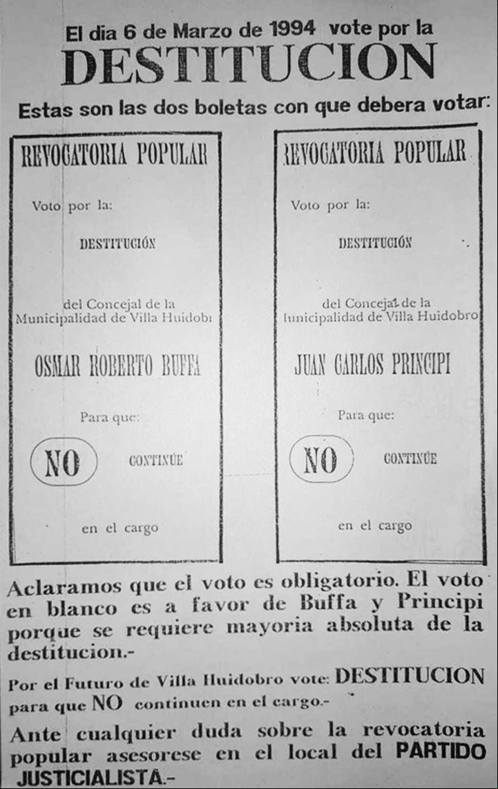 Villa Huidobro, en Córdoba, marcó un hecho inédito en la política argentina: todo el pueblo fue a las urnas para decidir si echaban a dos concejales.