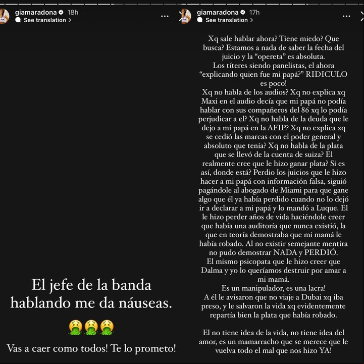 Dalma y Gianinna arremetieron contra Matías Morla. Instagram.