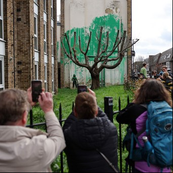 La última obra maestra de Banksy: un mural con un árbol mutilado
