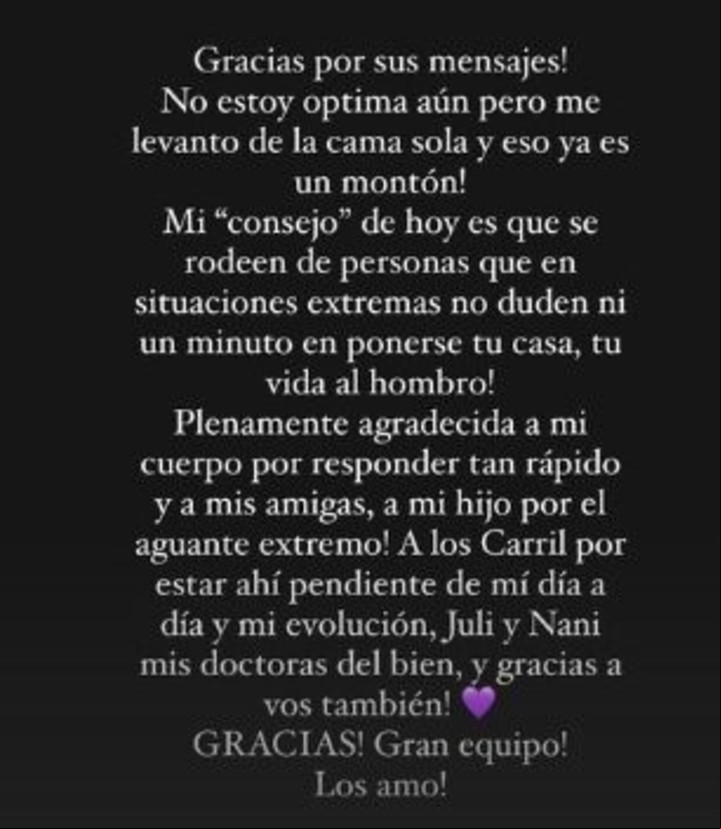Gianinna Maradona reveló que se contagió de dengue. Instagram