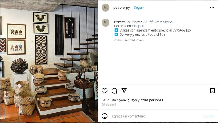 POpore, tienda de artesanías paraguayas y arte popular. Foto @POpore.py
