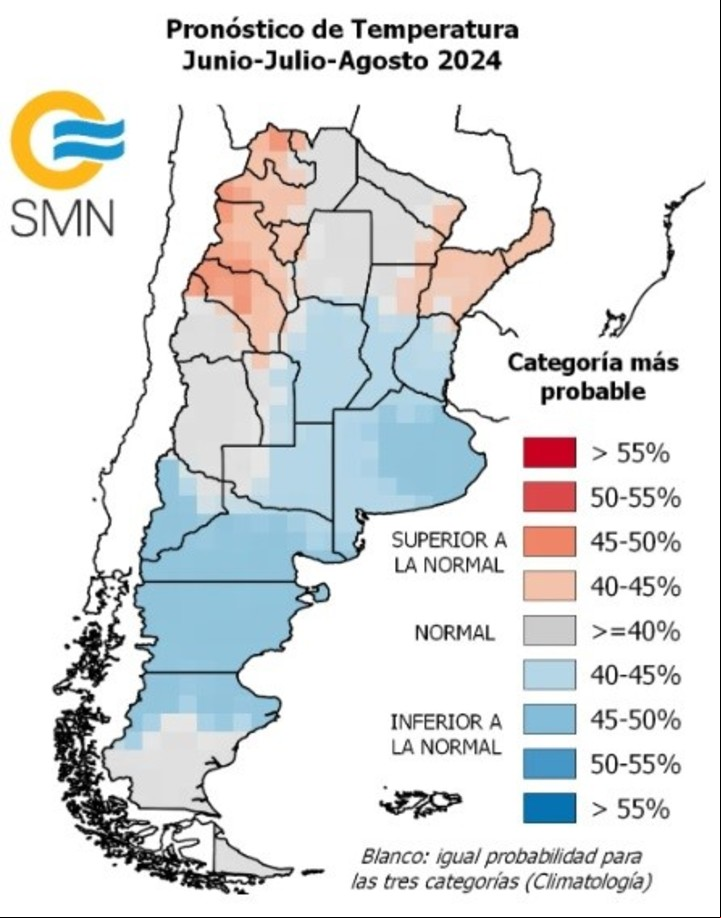 Hará más frío que de costumbre en la región pampeana sur del litoral y gran parte de la Patagonia.
