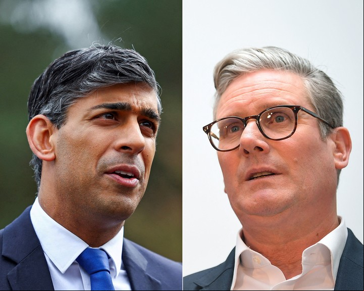 El premier conservador Rishi Sunak y el líder laborista Keir Starmer. Foto AFP