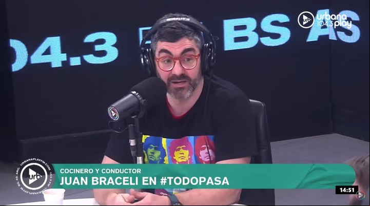 Juan Braceli reveló que su agenda laboral colisionaba con la posibilidad de continuar al frente de "Cocineros Argentinos". | Foto: Urbana Play