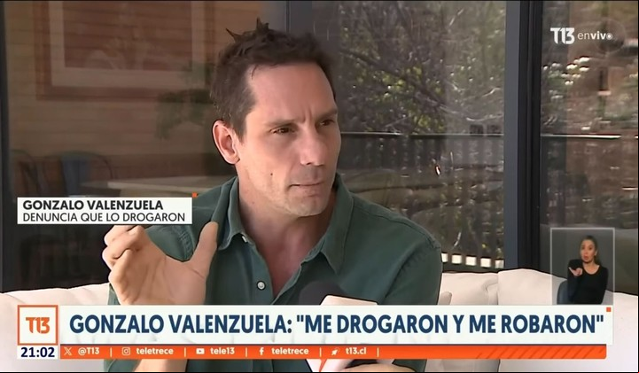 Gonzalo Valenzuela denunció que fue drogado y estafado por un taxista en Chile. Foto: Captura T13