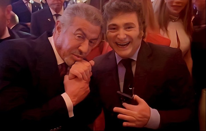 La foto de Javier Milei con Sylvester Stallone.