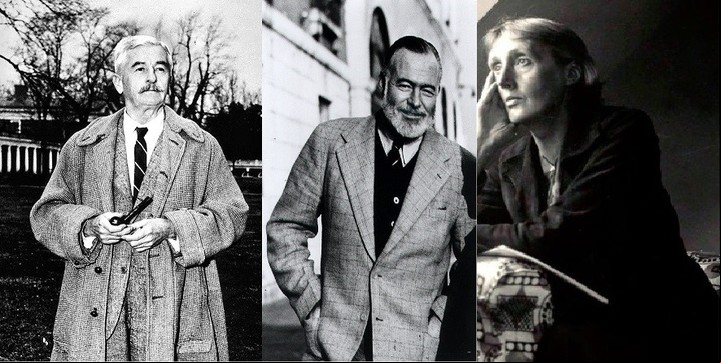 Hemingway, Faulkner y Virginia Woolf. Foto: archivo Clarín.
