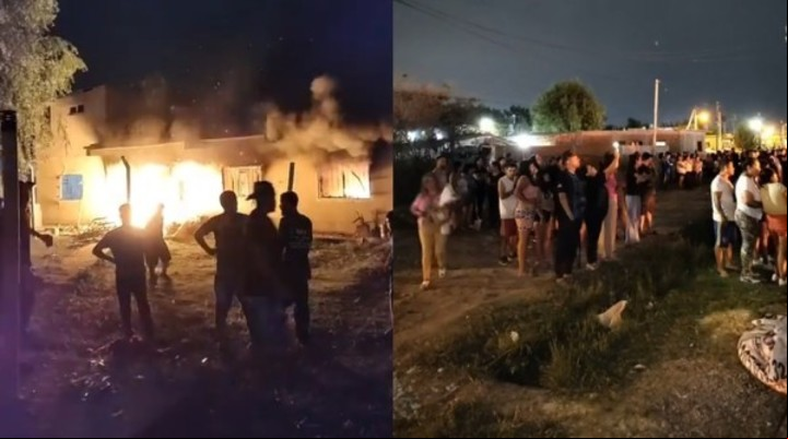 General Rodríguez: vecinos prendieron fuego la casa donde encontraron el cadáver de la nena. Foto La Posta Noticias de General Rodríguez.