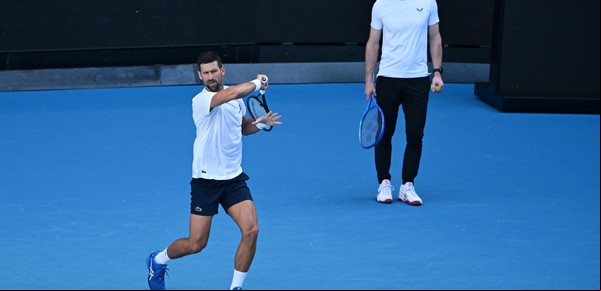 Novak Djokovic y su primer entrenamiento con Andy Murray como coach en el Abierto de Australia: le ganó un set a Carlos Alcaraz