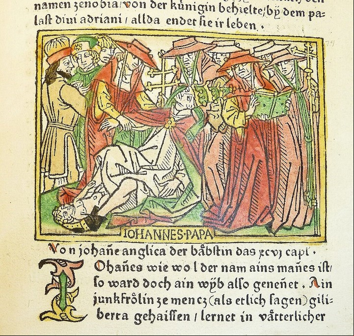 Representación de la muerte de la papisa. Foto: Wikipedia