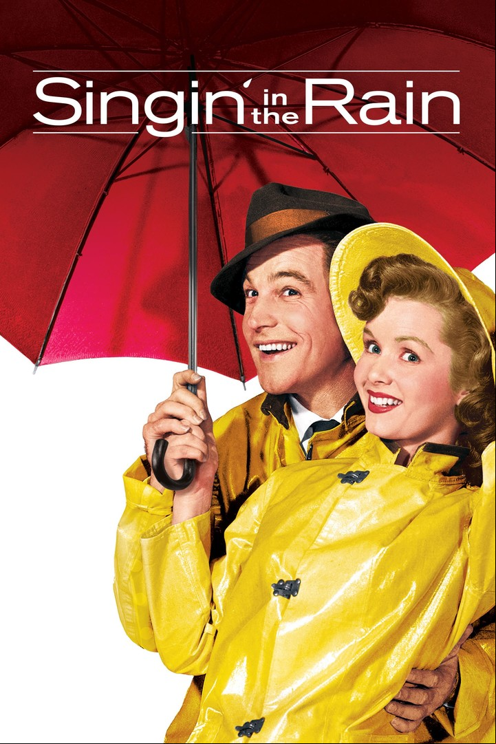 El afiche de "Cantando bajo la lluvia", donde aparece la pareja Gene Kelly-Debbie Reynolds.