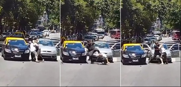 Relato salvaje en Caballito: un conductor se peleó a las trompadas con un taxista y lo hirió de un puntazo