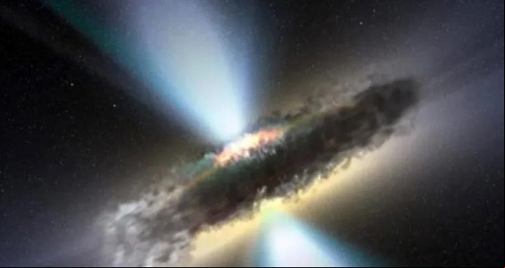 Ilustración del denso toro de polvo que rodea un agujero negro supermasivo y sus discos de acreción. Foto: ESA / V. Beckmann (NASA-GSFC)