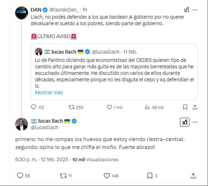 La pelea del Gordo Dan y Lucas Llach por su critica a Alejandro Fantino.