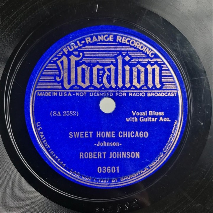 La tapa del vinilo original de "Sweet home Chicago", por Robert Johnson.