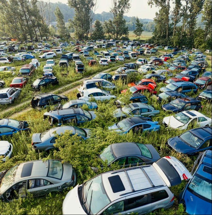 En el cementerio de autos más grande del mundo, las piezas desechadas cuentan historias que todavía esperan ser reveladas. Foto: Pexels.
