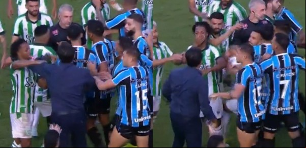 A Gustavo Quinteros se le salió la cadena: el DT campeón con Vélez fue expulsado en Brasil por golpear a un jugador rival