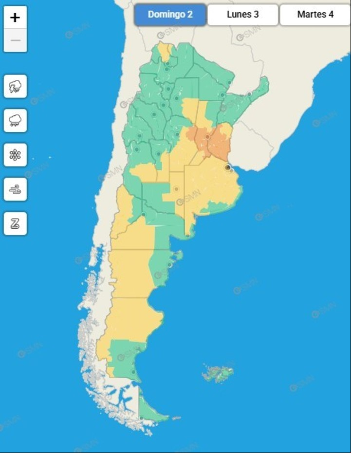 Domingo 2 de marzo: 13 provincias están bajo alerta amarilla o naranja por tormentas.