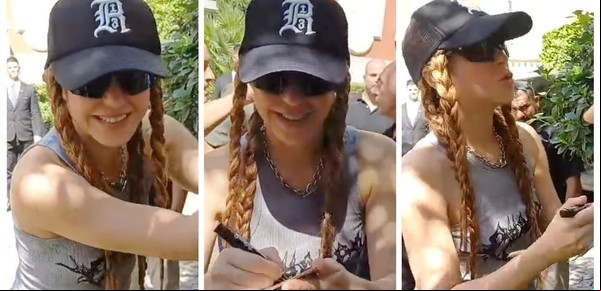 Shakira desafió la ola de calor y saludó a sus fanáticos en la puerta de su hotel: todas las fotos