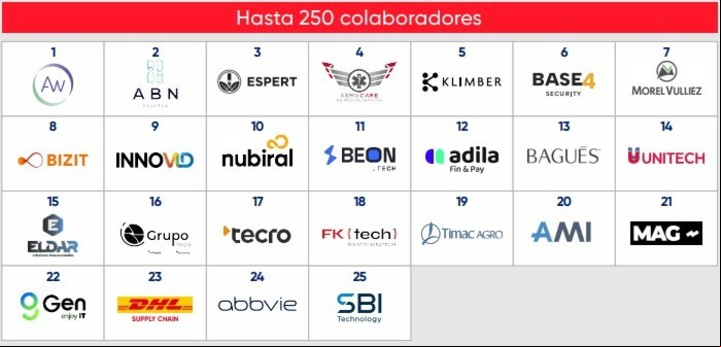 Hasta 250 colaboradores