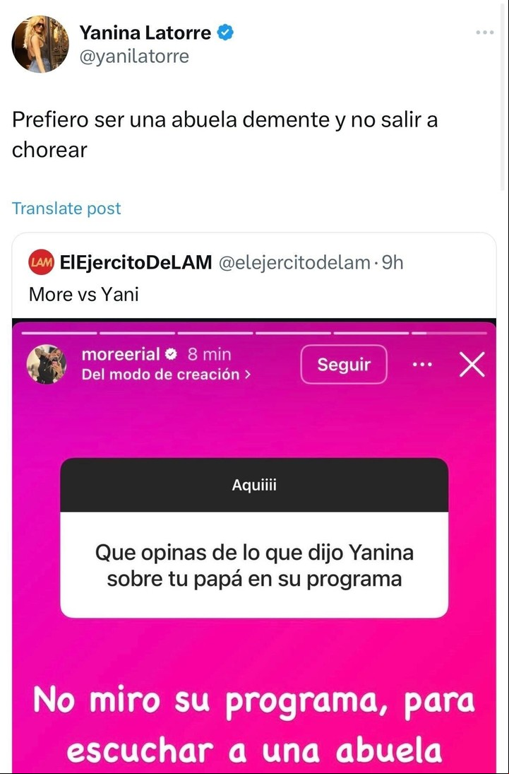 Yanina Latorre le contestó a Morena Rial. Foto: Twitter