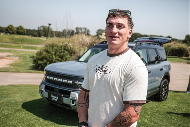 Luciano González Rizzoni, jugador de Los Pumas 7s, durante la presentación del nuevo Ford Bronco.