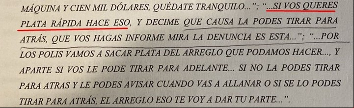 Los diálogos de los policías que pedían coimas para proteger a cueveros.