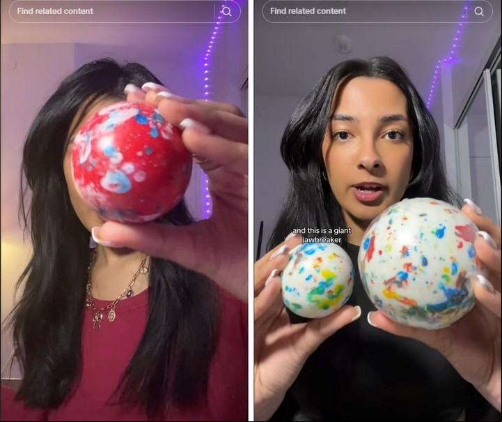 La joven mostró en un video cómo son los caramelos "Jawbreaker". Foto: captura de video/TikTok @jawbreakergirl.