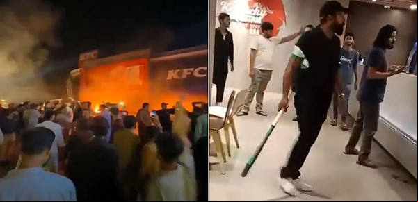 Locura en Pakistán: las violentas imágenes de los ataques a restaurantes de KFC por activistas anti-Israel