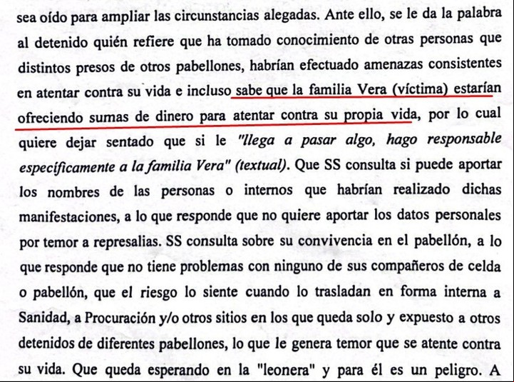 La denuncia que hizo Javier Cerfoglio, preso por el femicidio de Magalí Vera en Necochea.
